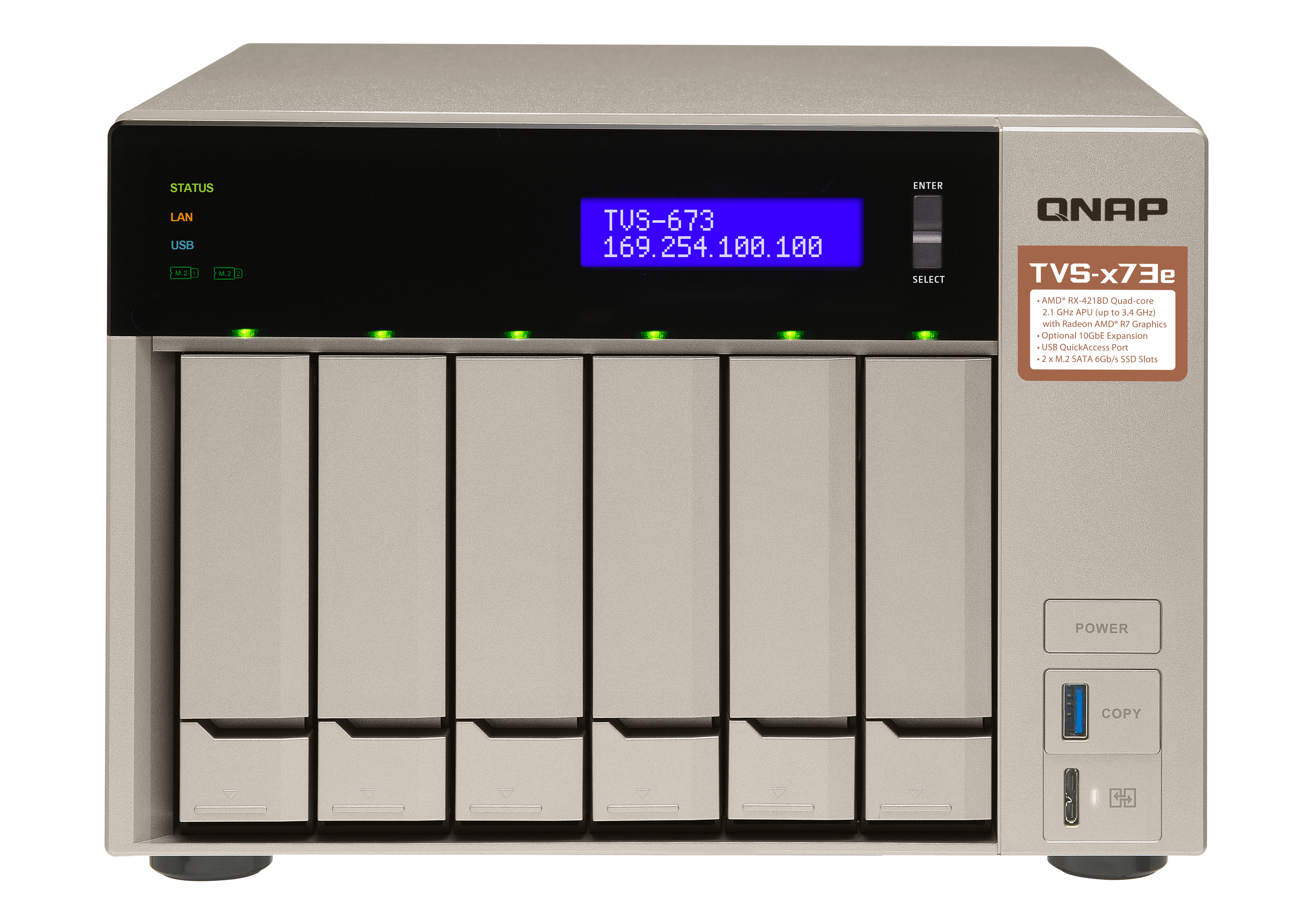 "K/TVS-673E-4G + 1X QXG-10G2SF-CX4" QNAP