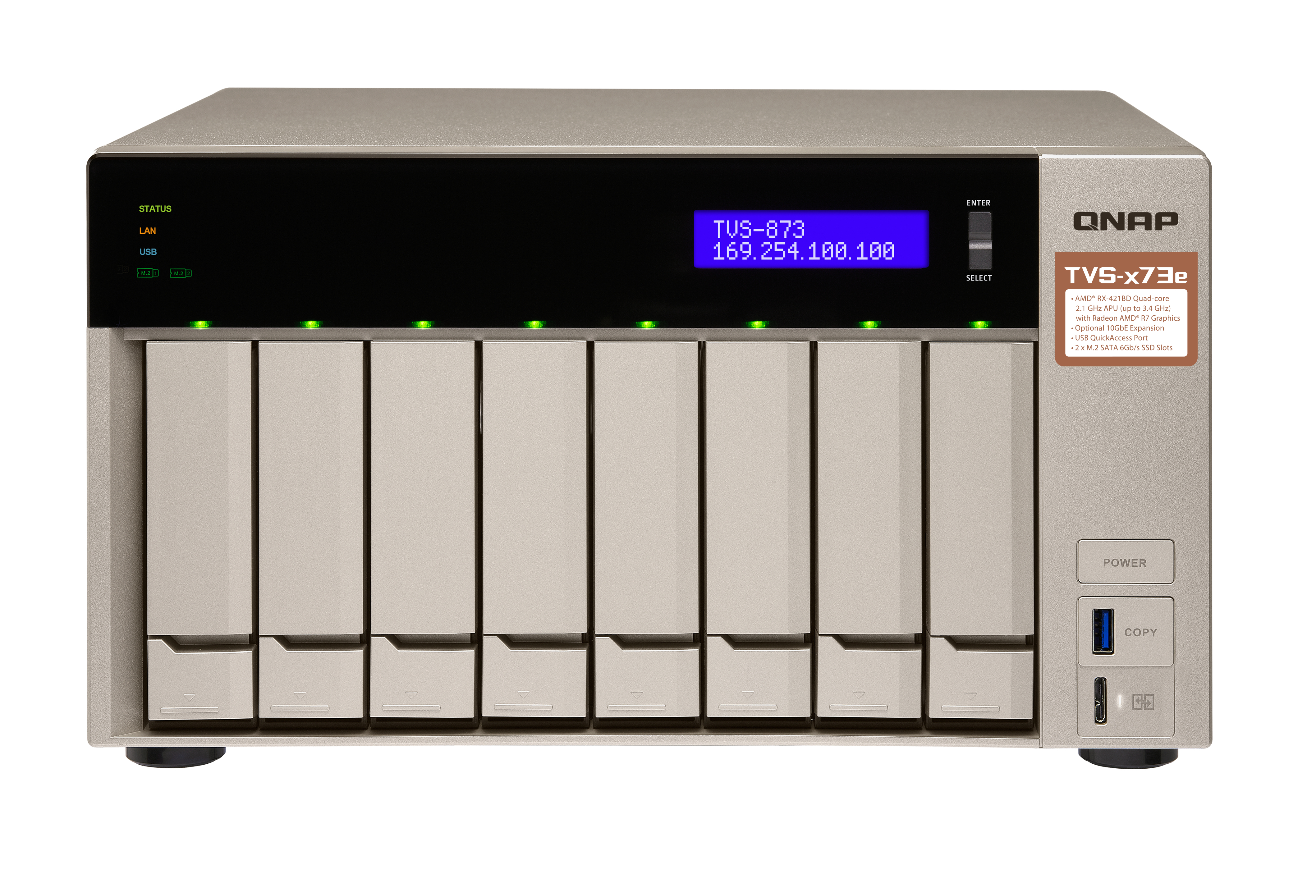 "K/TVS-873E-4G + 1X QXG-10G2SF-CX4" QNAP